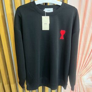 Ami Black Tee with Red Heart Logo L